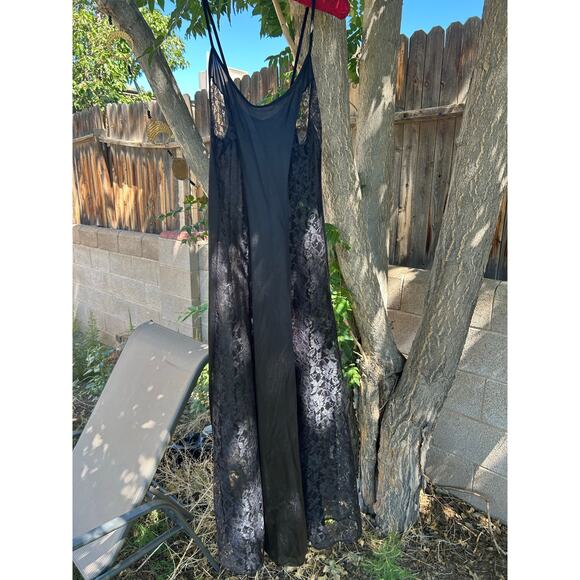 Union Made Lace Panel Black Slip/Maxi Dress - Picture 3 of 9